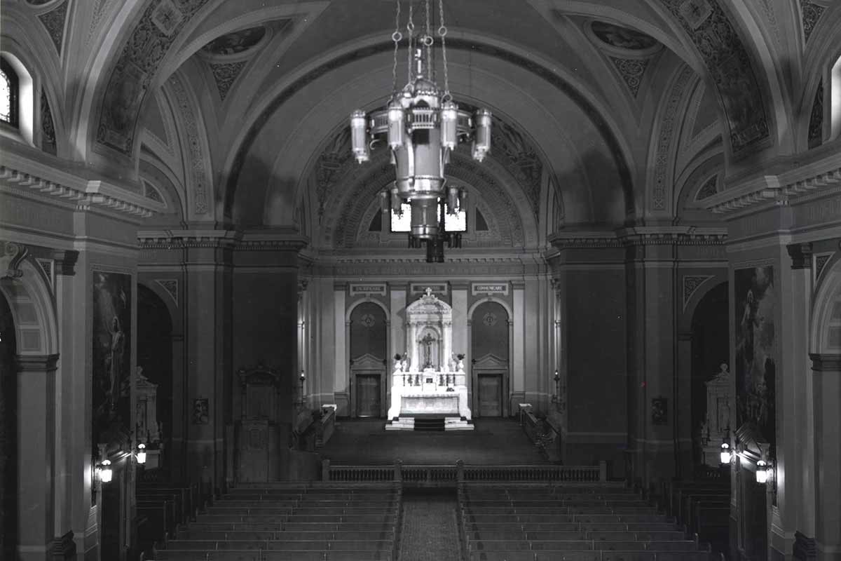 View of the Interior of the Chapel of St. Thomas Aquinas on the grounds of the College of St. Thomas, 1945.