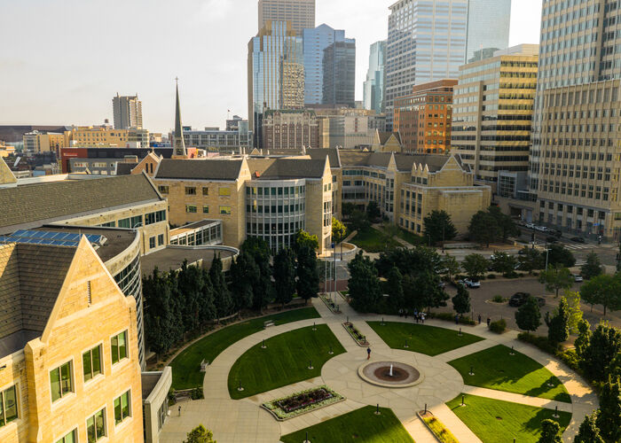 aerial view of the Minneapolis campus of the University of St Thomas