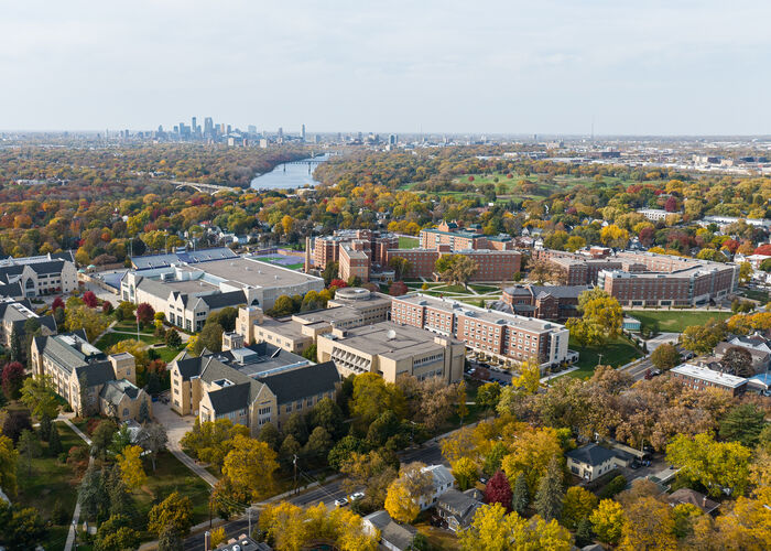 aerial view of the St Paul campus of the University of St Thomas