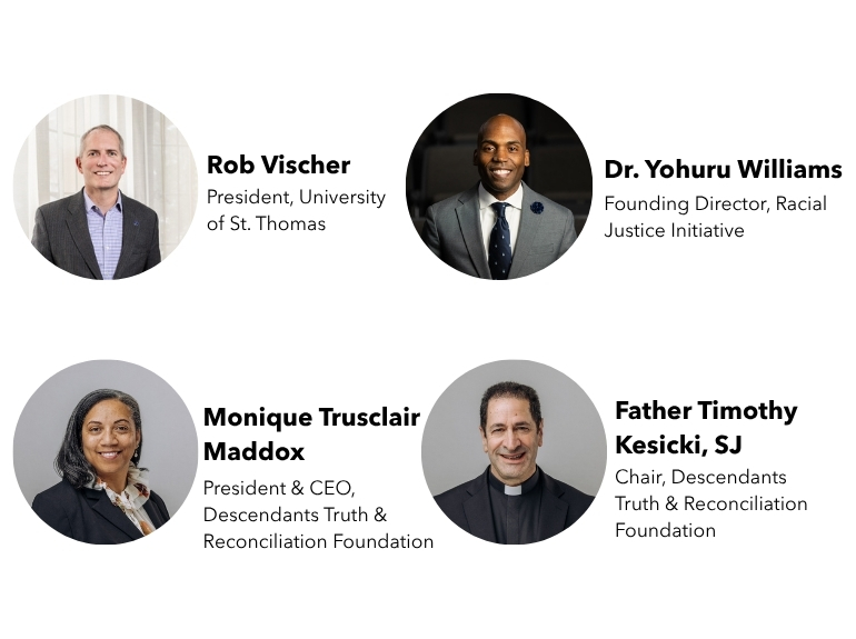 Rob Vischer, Yohuru Williams, Monique Trusclair Maddox and Father Timothy Kesicki, SJ., join for a Finding Forward event