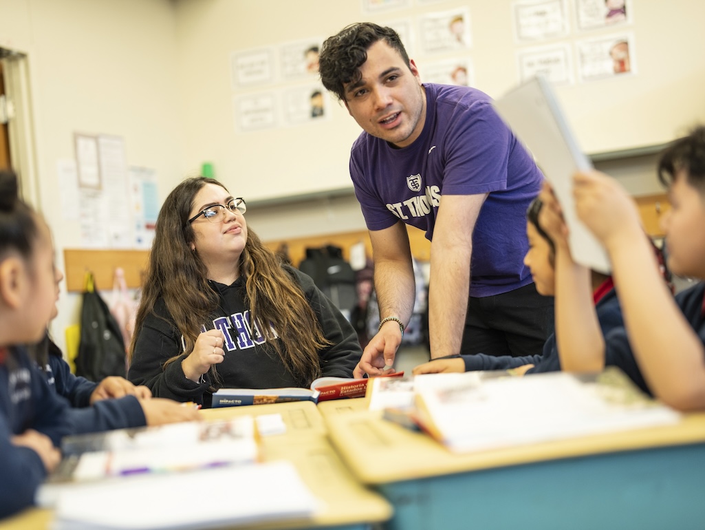 students teaching in a classroom