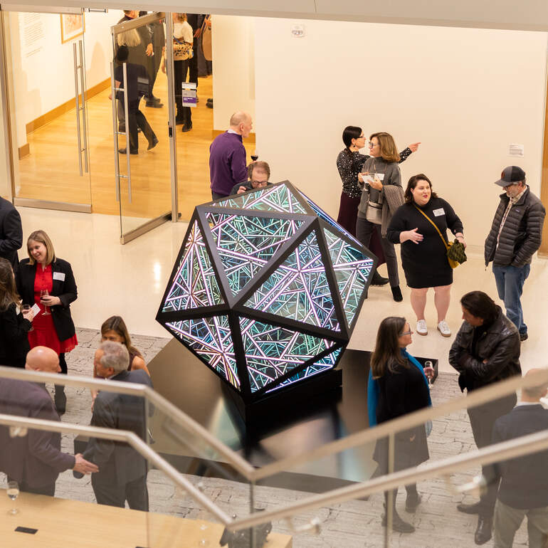 Portal Icosahedron glass sculpture by Anthony James