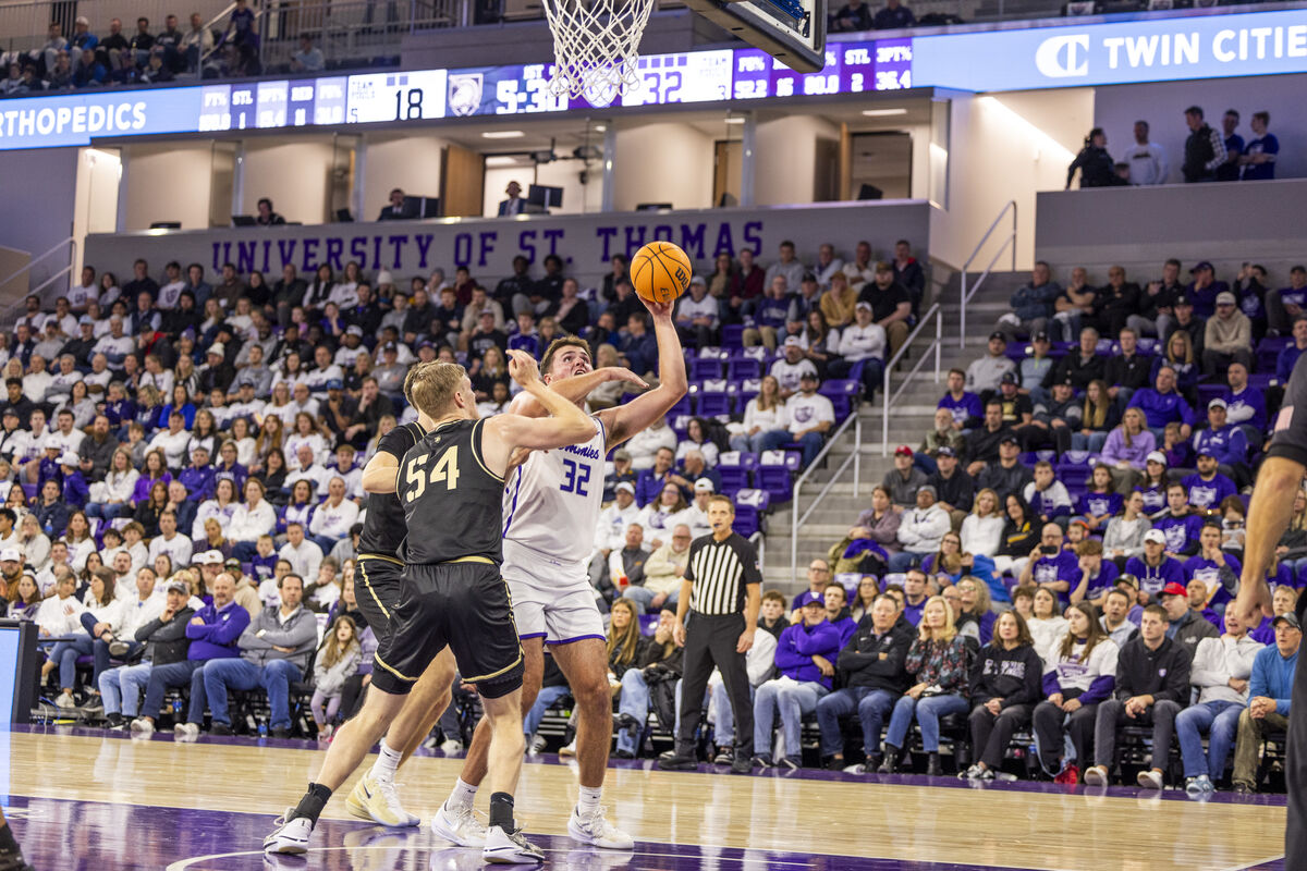 Player scoring a point at a basketball game