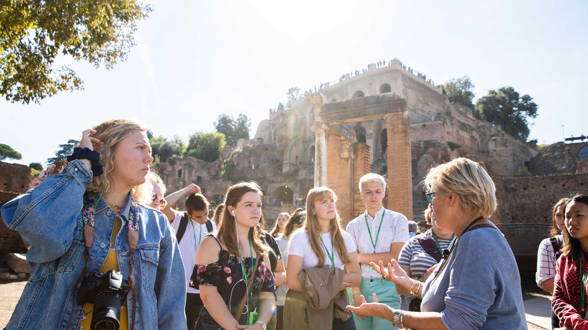 Students receive instruction at a site in Rome