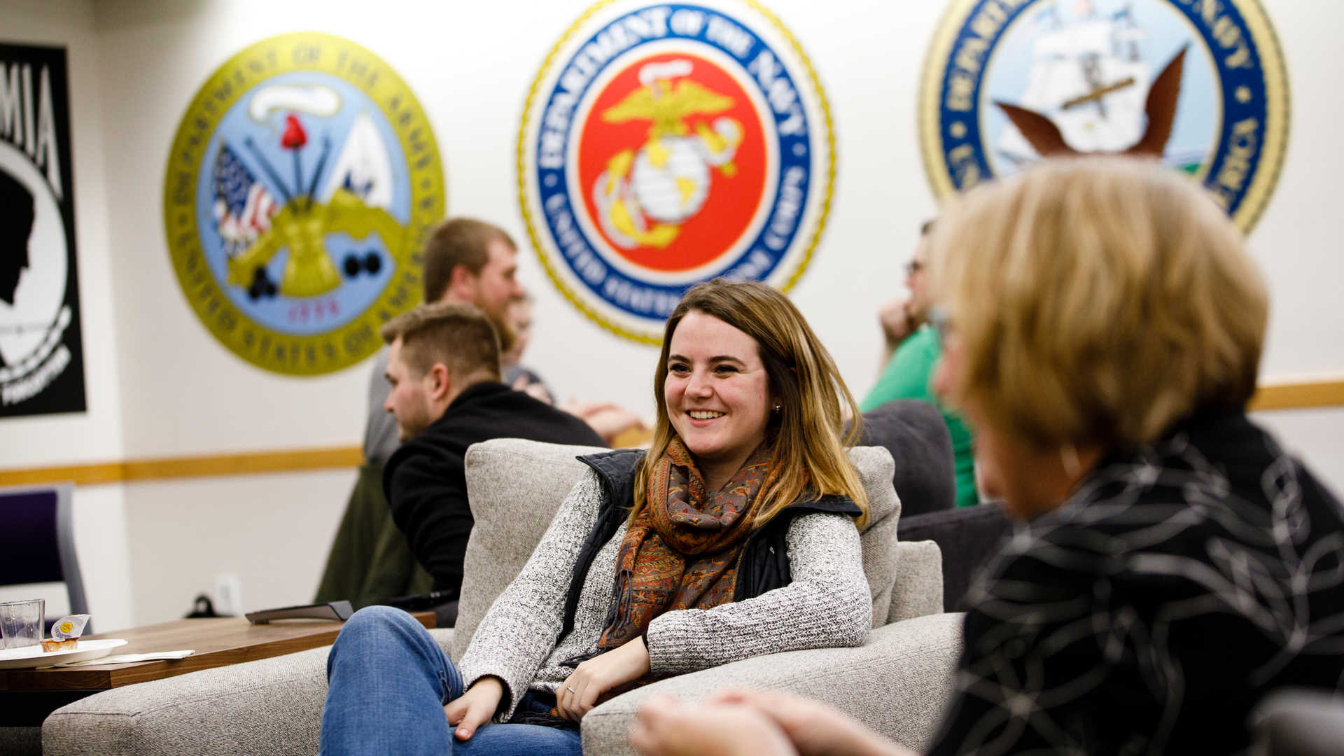 Visitors mingle at the Veterans Resource Center  