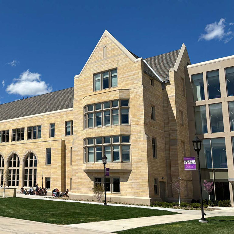 Cropped photo of Schoenecker Center on St. Thomas St. Paul campus