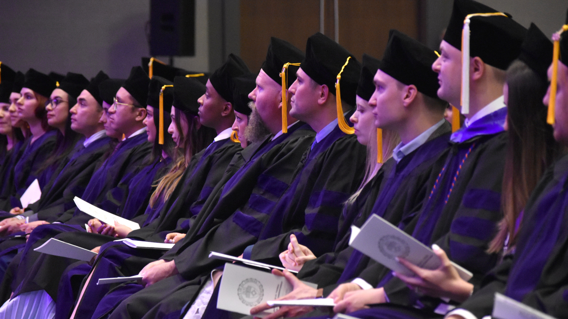 Students sitting during Law School commencement