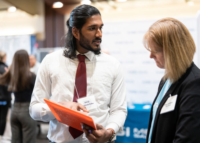 Students at a career fair