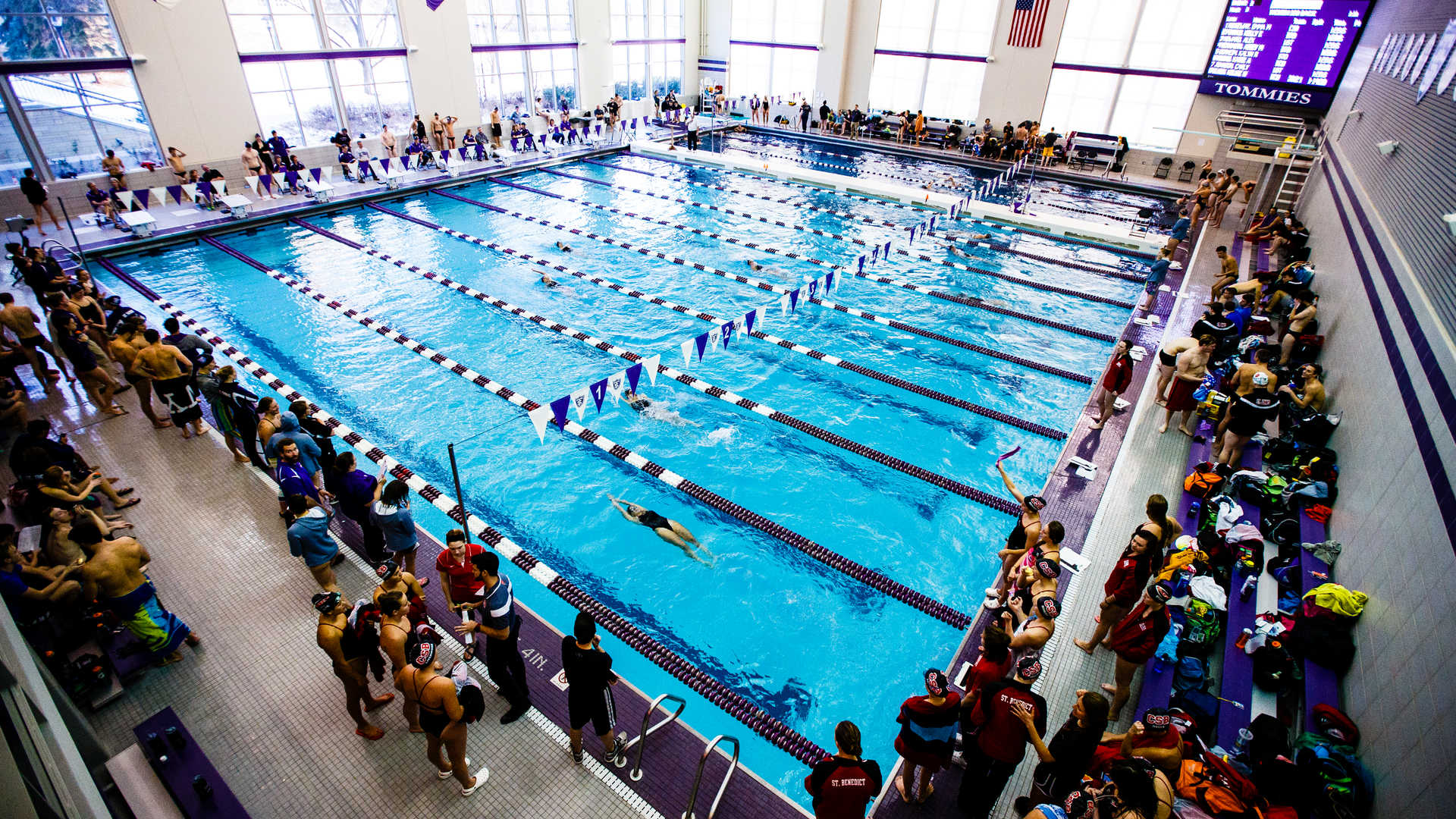  Swimmers compete during the women's Meet