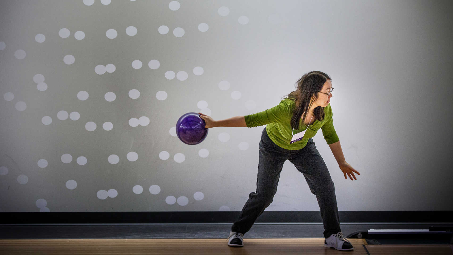 Student holding the bowling ball