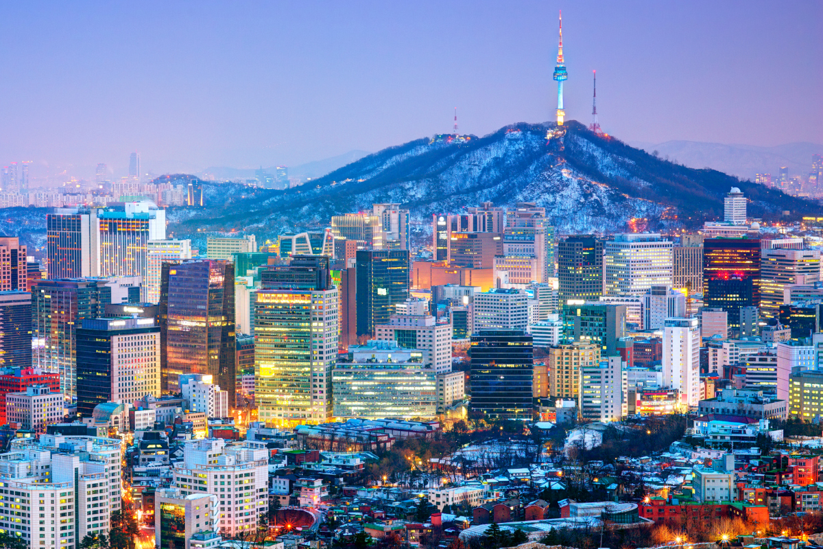 city of Seoul with mountain in background