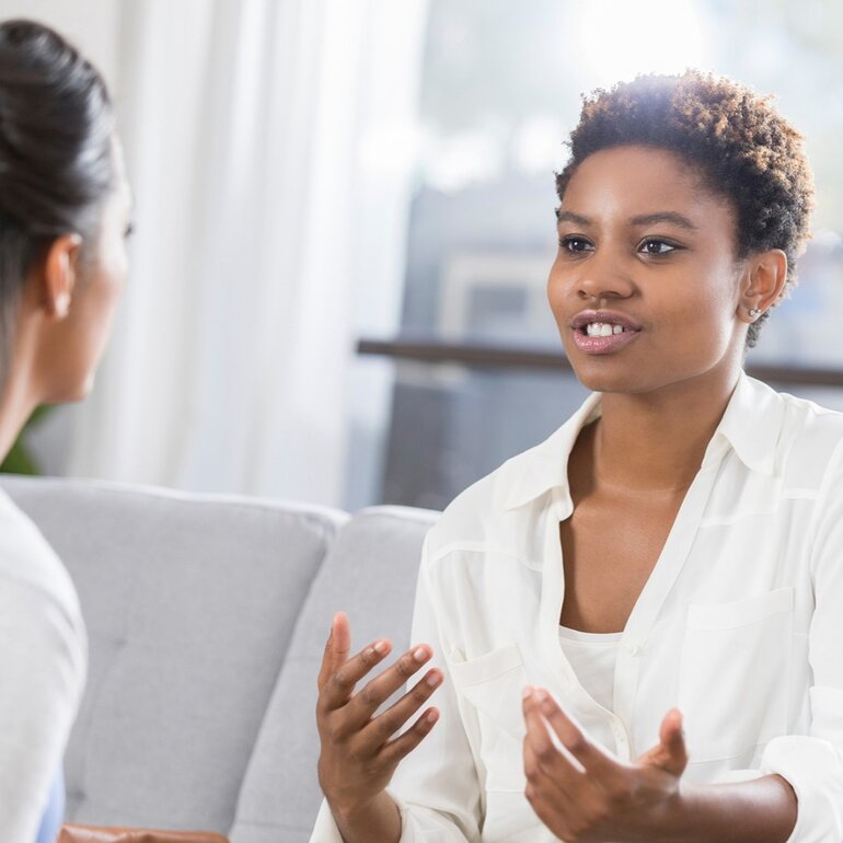 A counselor speaks with a client.
