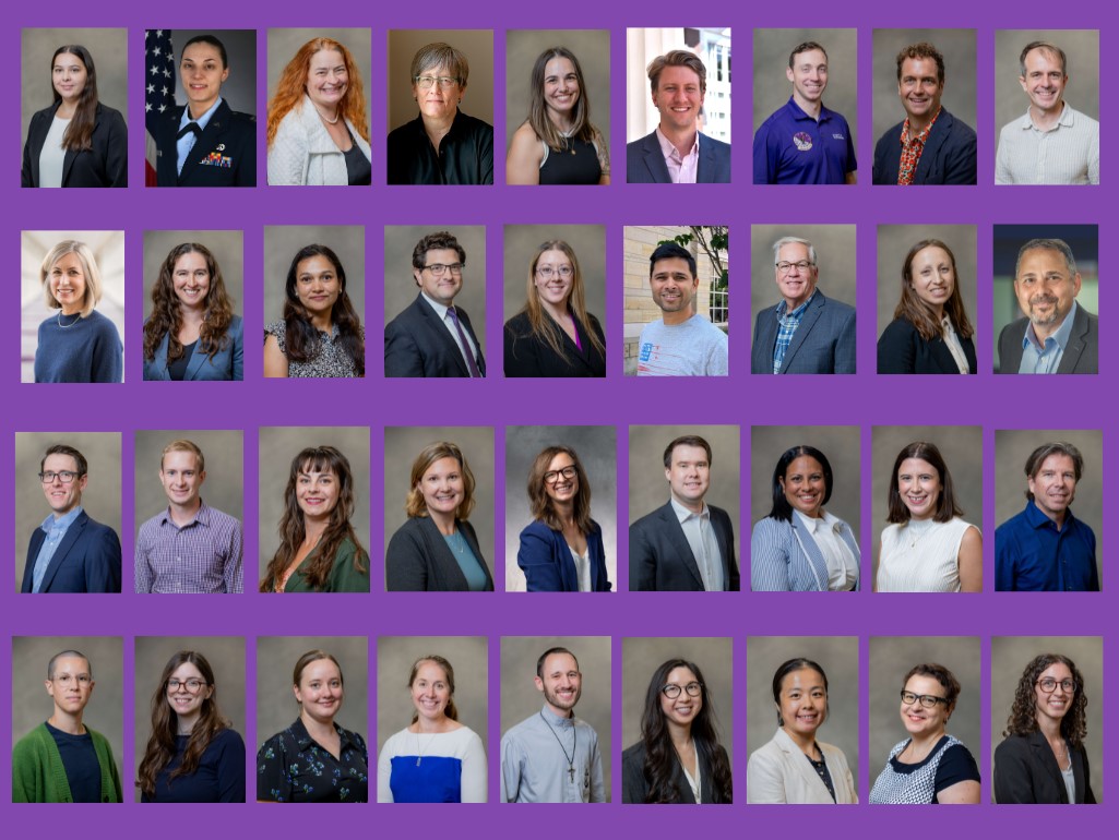 screenshot of a slide showing photos of new faculty who joined St. Thomas this year