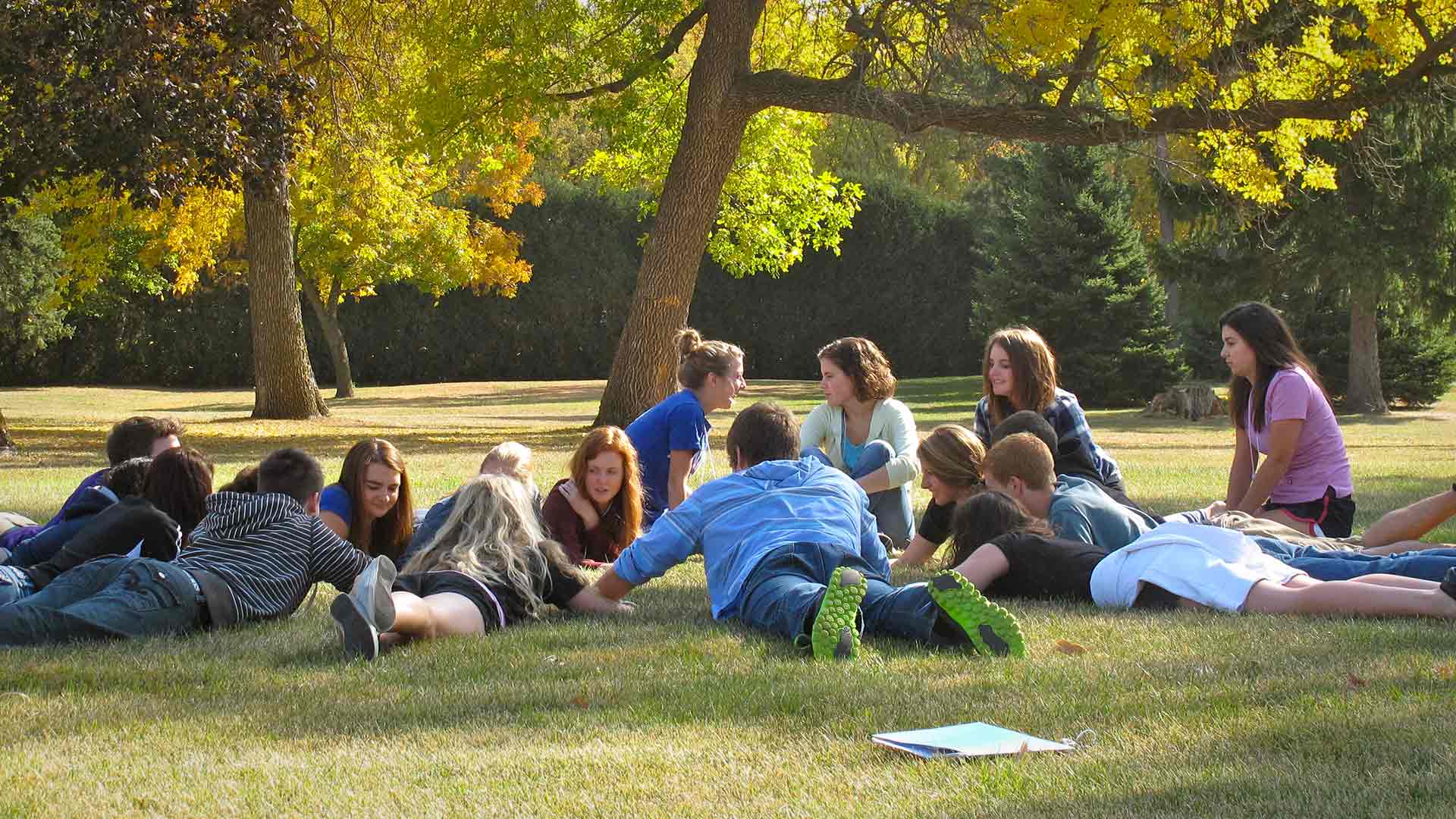 Faith Sharing Small Group Meeting On Lawn