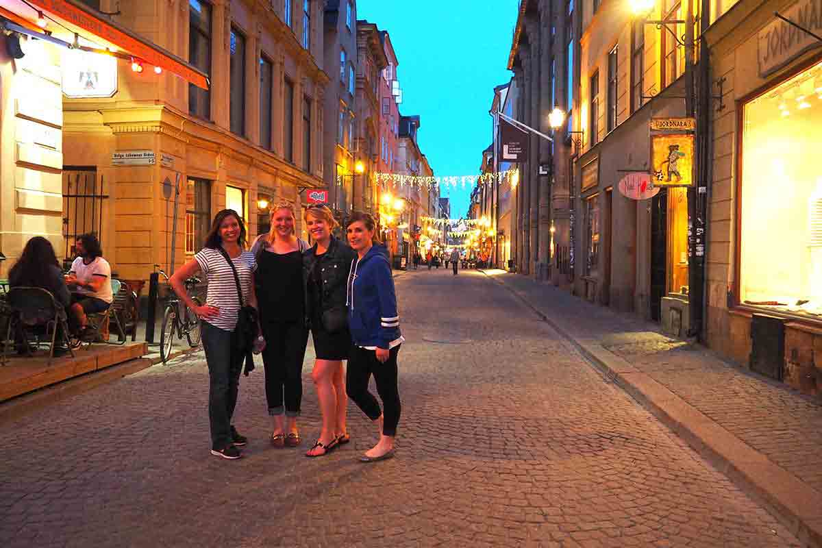 Opus College of Business students posing for a photo in Stockholm, Sweden.
