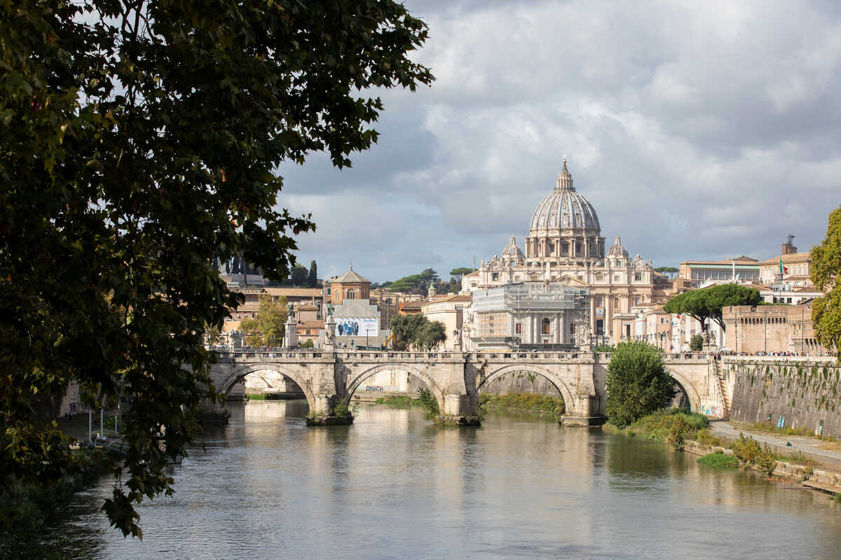 Rome river Tiber and St. Peter's Basilica