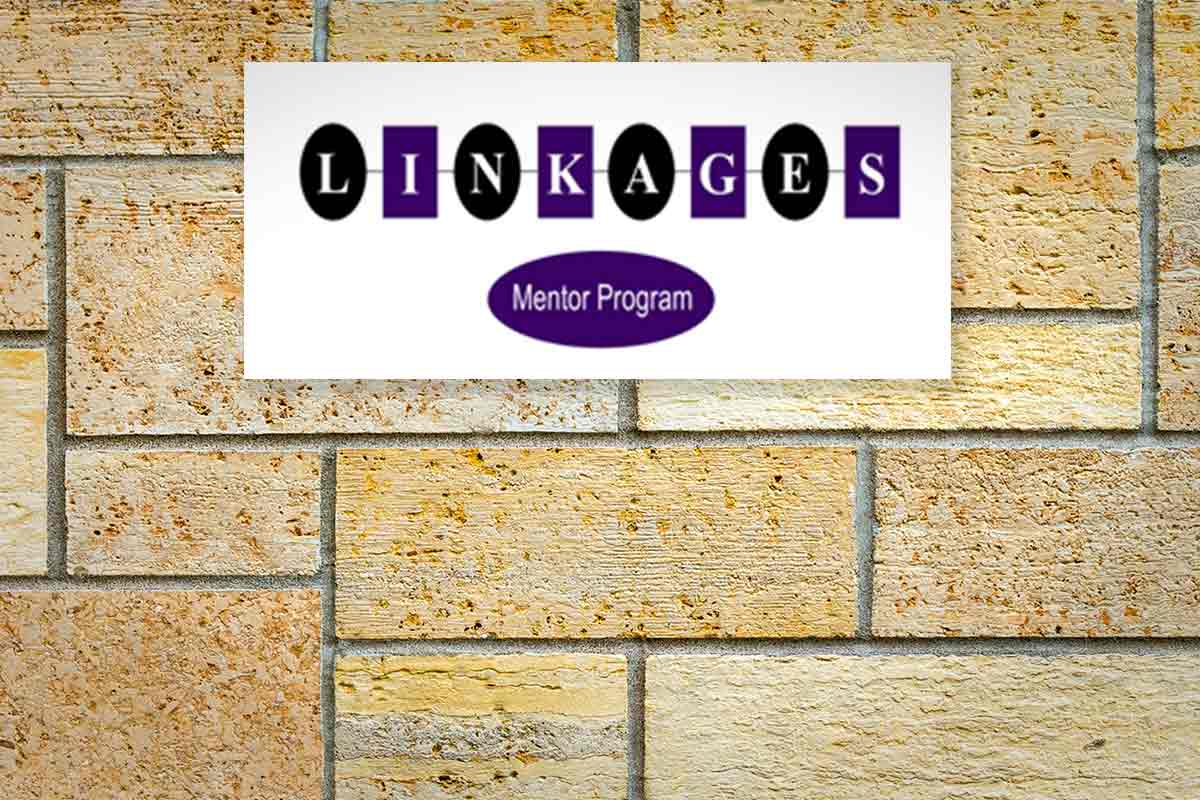 Linkages Mentor Program text on yellow brick