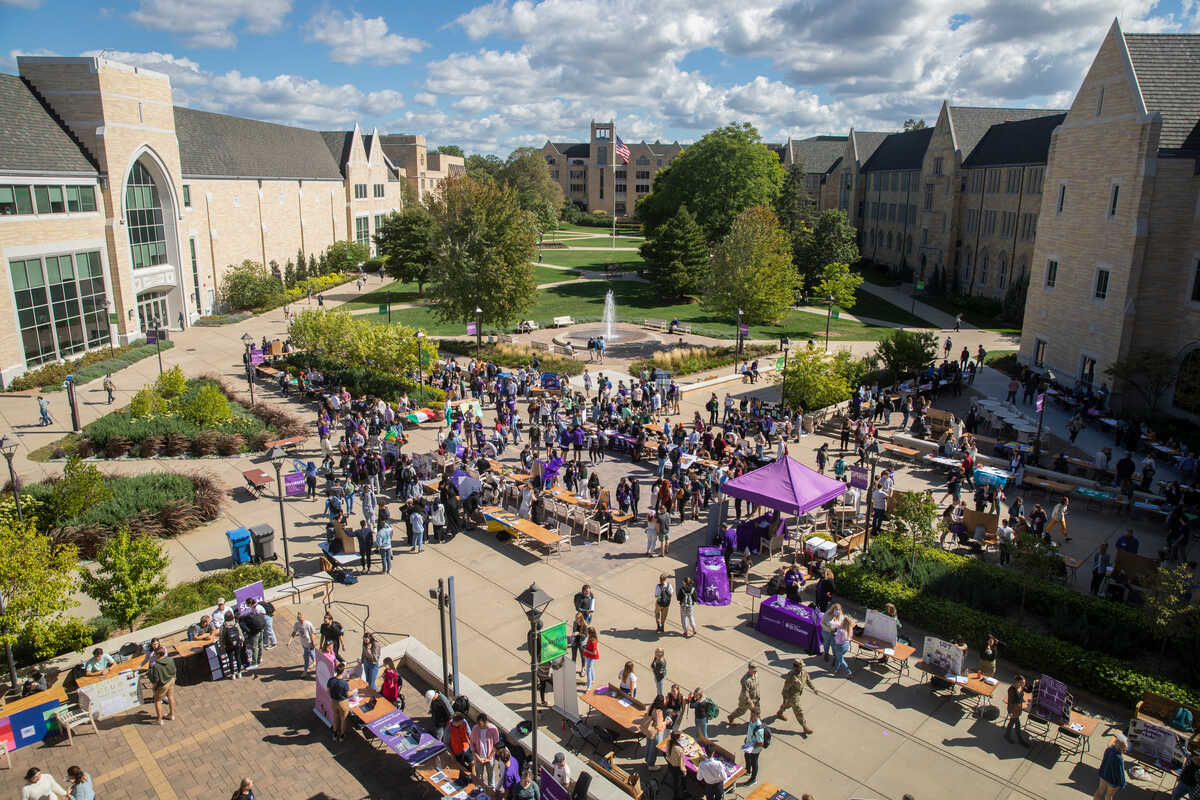 Birdseye view of club activities fair outside