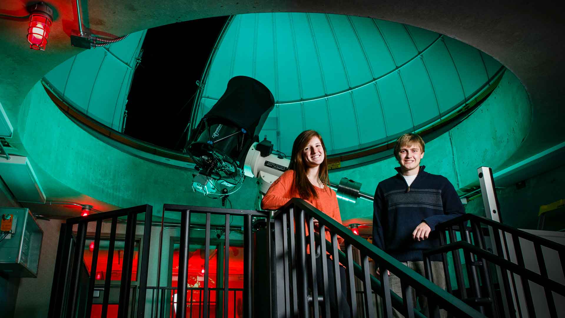 Students posing for photo in Observatory