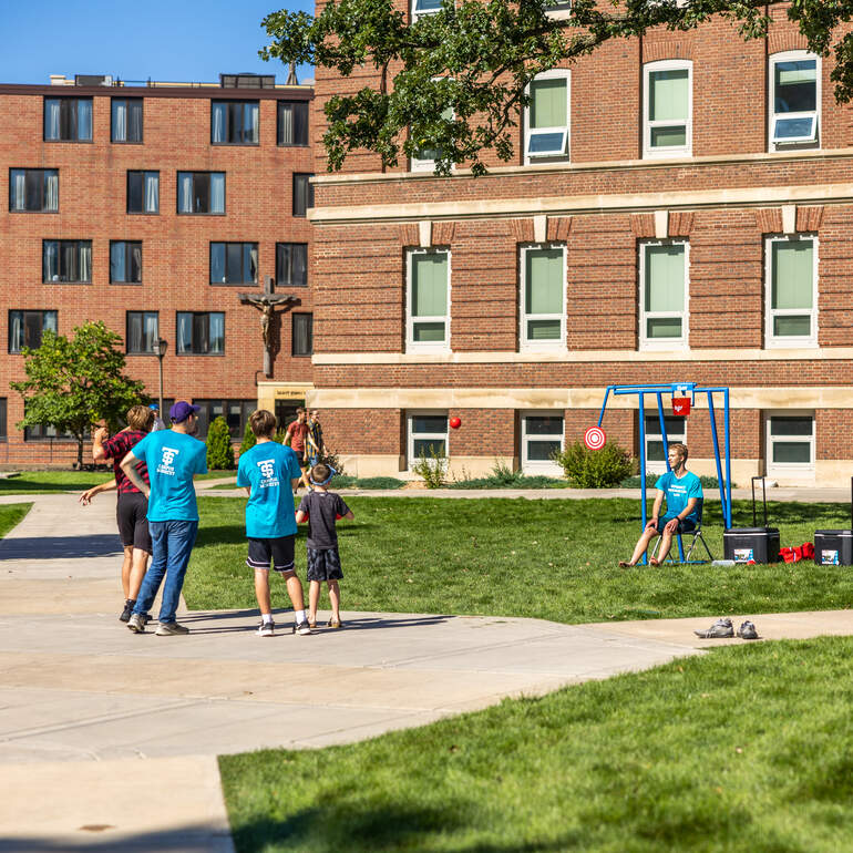 students hanging out in upper quad 