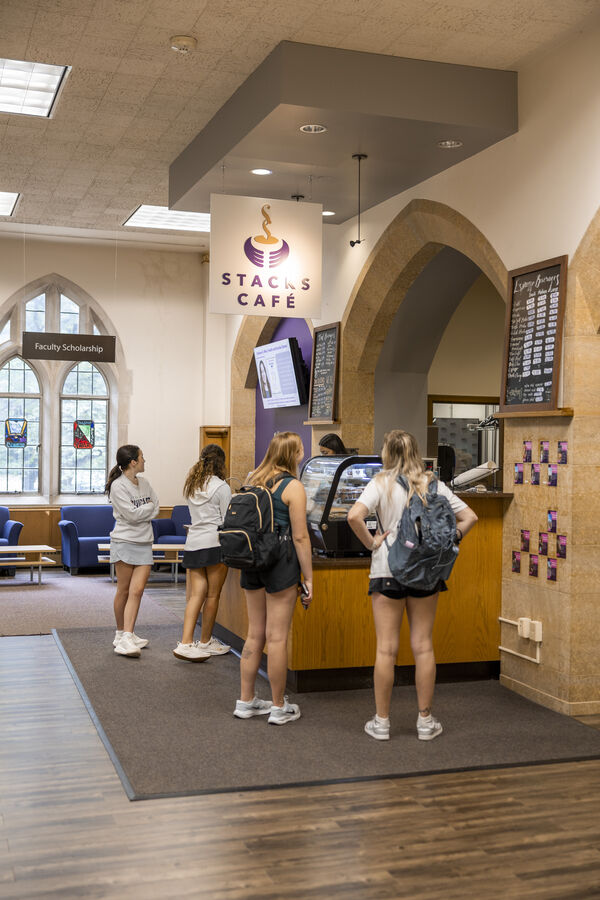 Students waiting at Stacks cafe