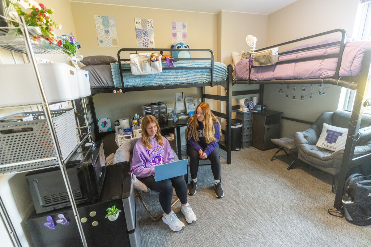Students in Schoenecker Hall North studying