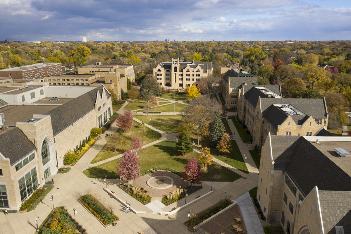 Lower Quad buildings on campus
