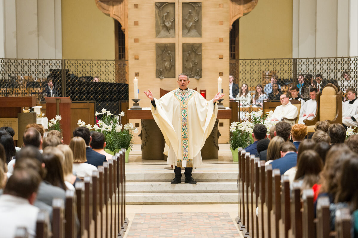Mass being held in the chapel